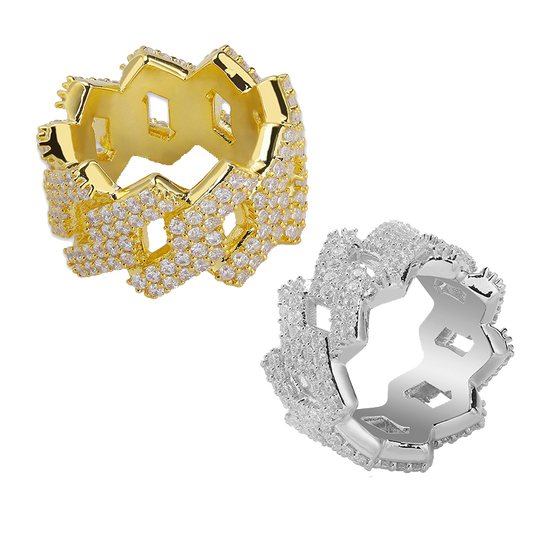 The Rhombus Cuban | Pave Zircon Statement Ring