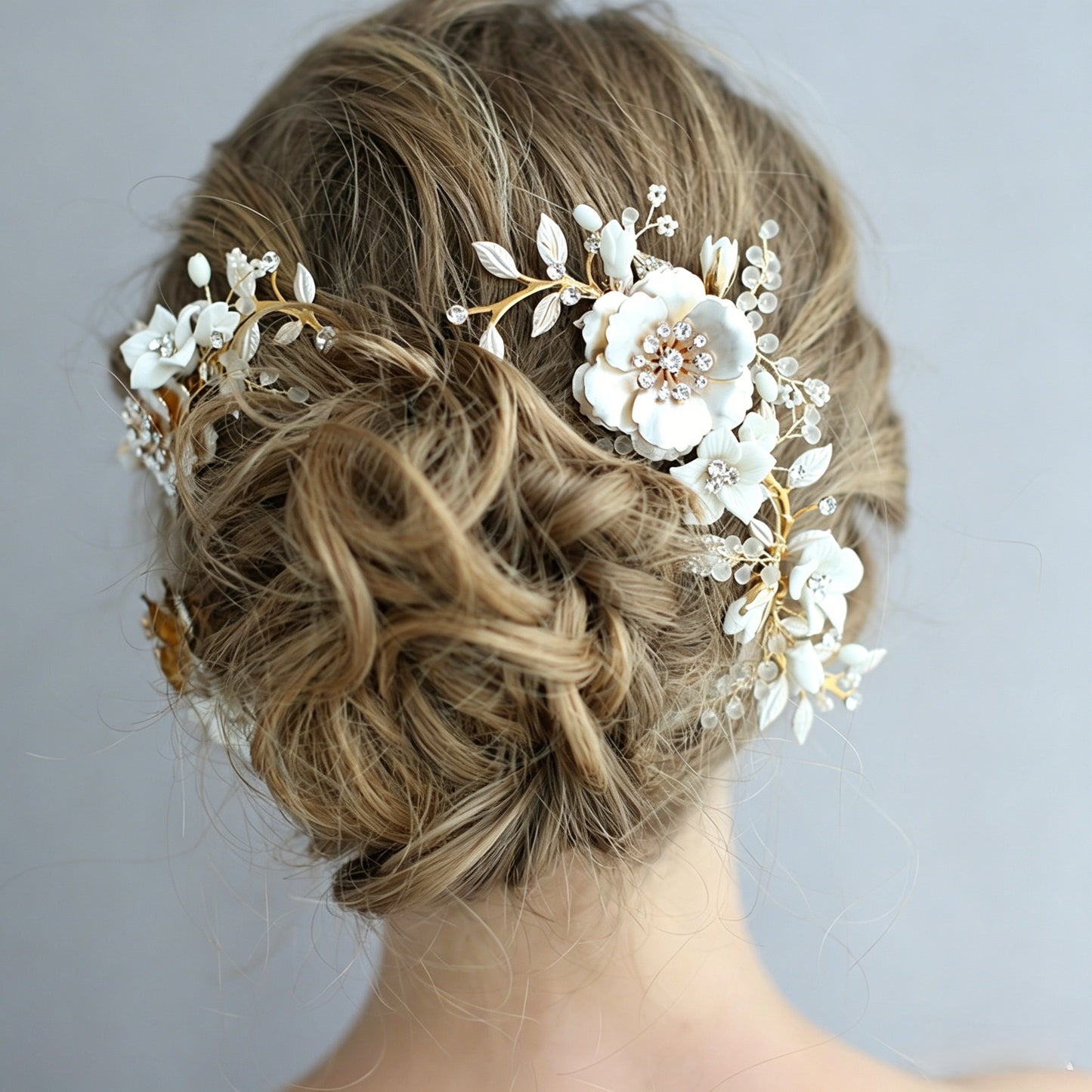 The Ethereal Bloom | Gilded Crystal Bridal Hair Pin Collection