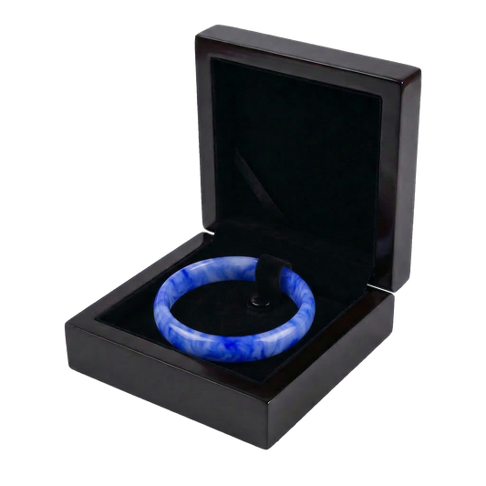 The Celestial Azure | Marbled Blue Jade Bangle