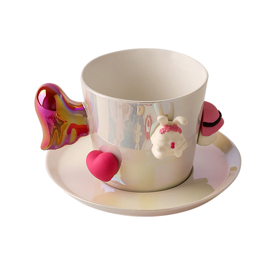 Cupid Bunny Magnetic Accent Mug & Saucer Set