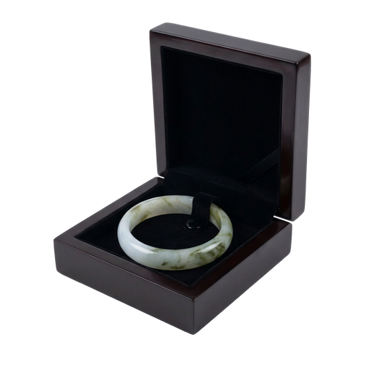 The Ink-Wash Vista | Moss-in-Snow Jade Bangle