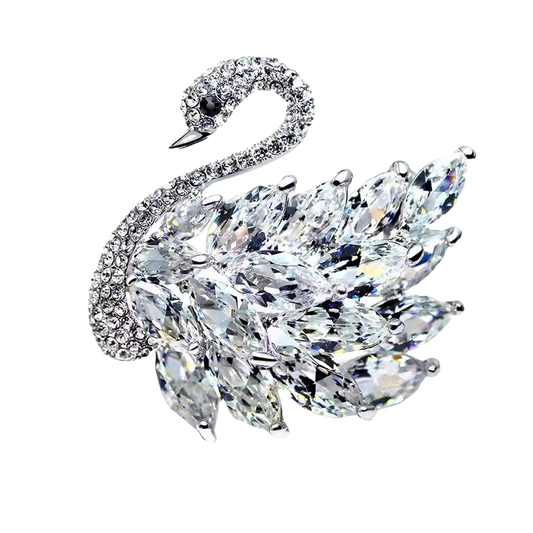 Luxury Inlaid Crystal Swan Brooch