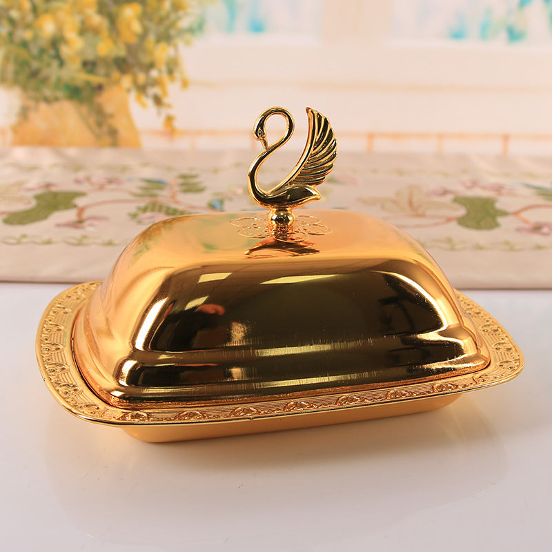 Regal Swan-Topped Covered Serving Dish