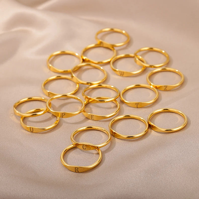 The Silent Lexicon | Sculpted Initial Stacking Ring