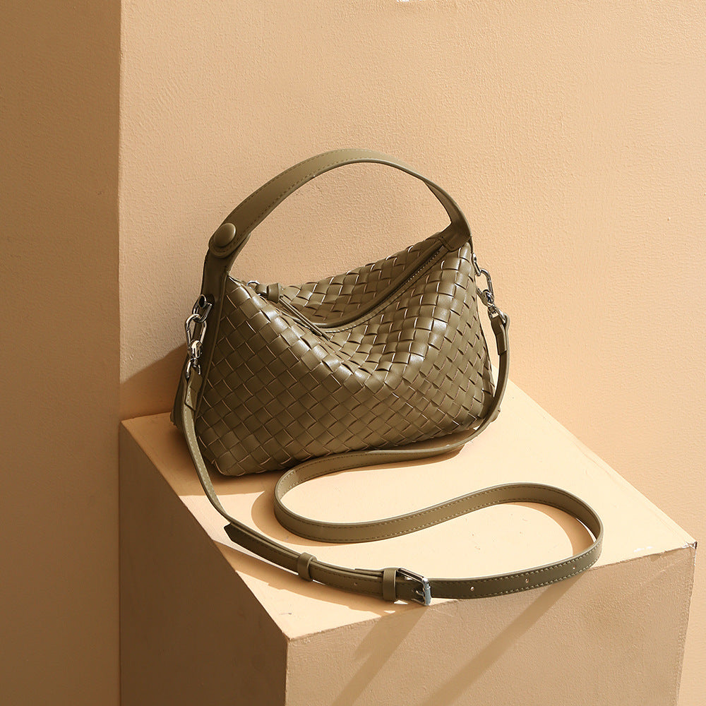 Hand-Woven Leather Mini Hobo
