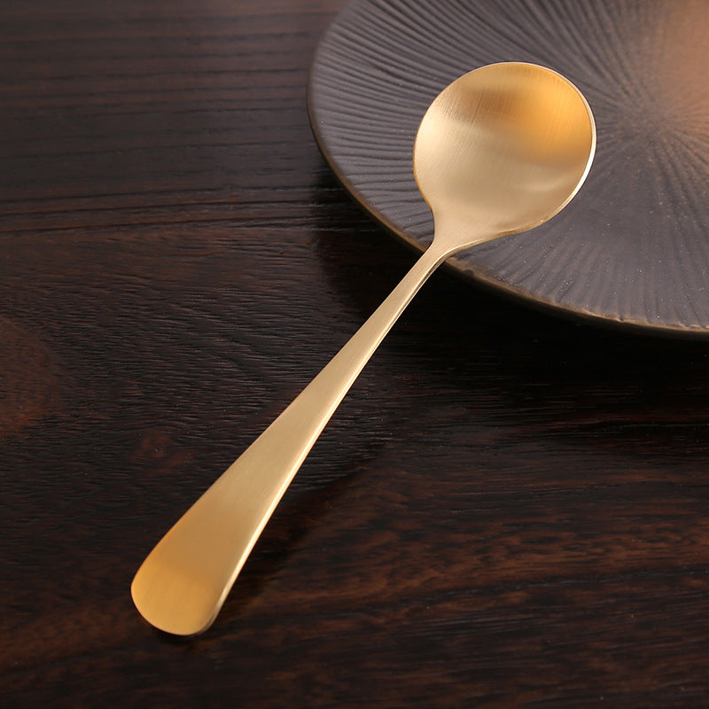 Brushed Solid Brass Round-Head Spoon Set