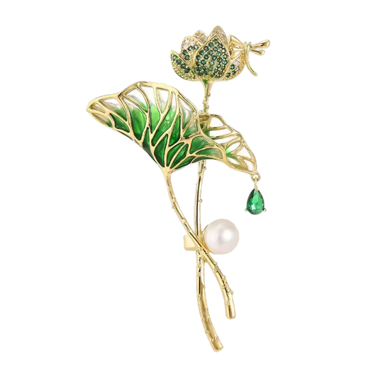 The Enamel Lotus | Chinese Artistry Brooch