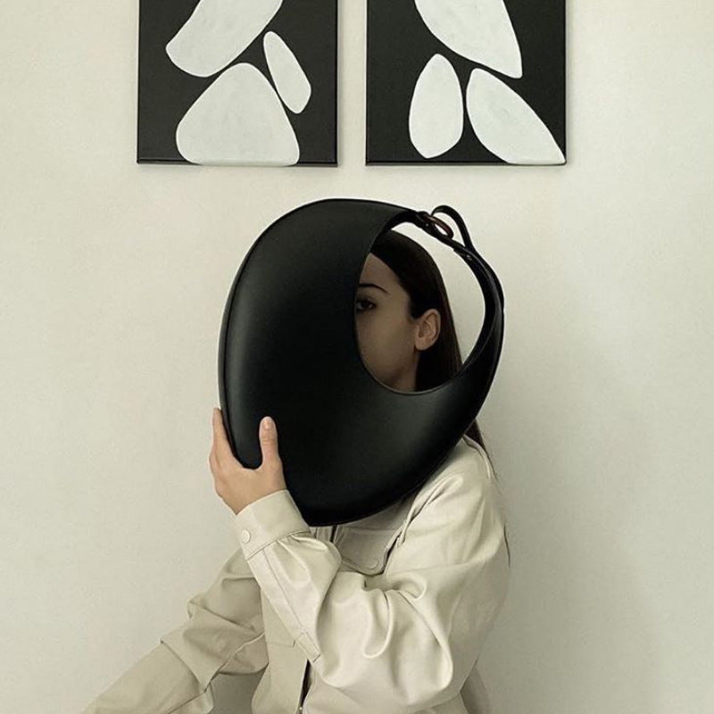 Oval Leather Shoulder Bag