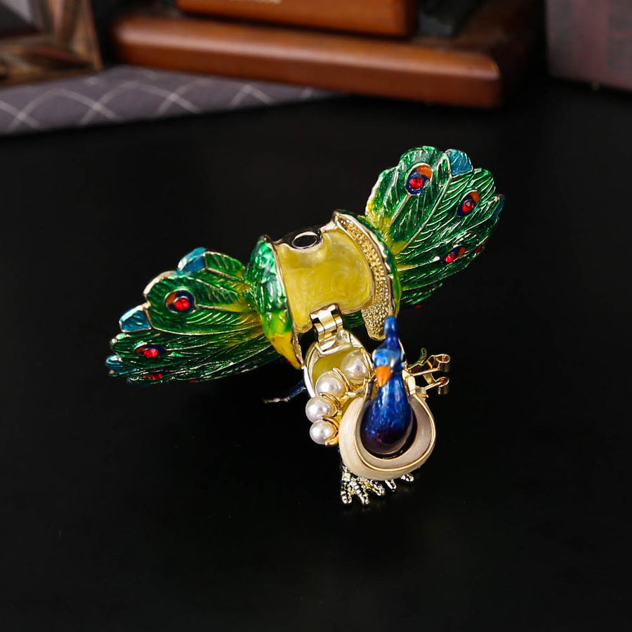 Artisan Peacock Jewelry Casket