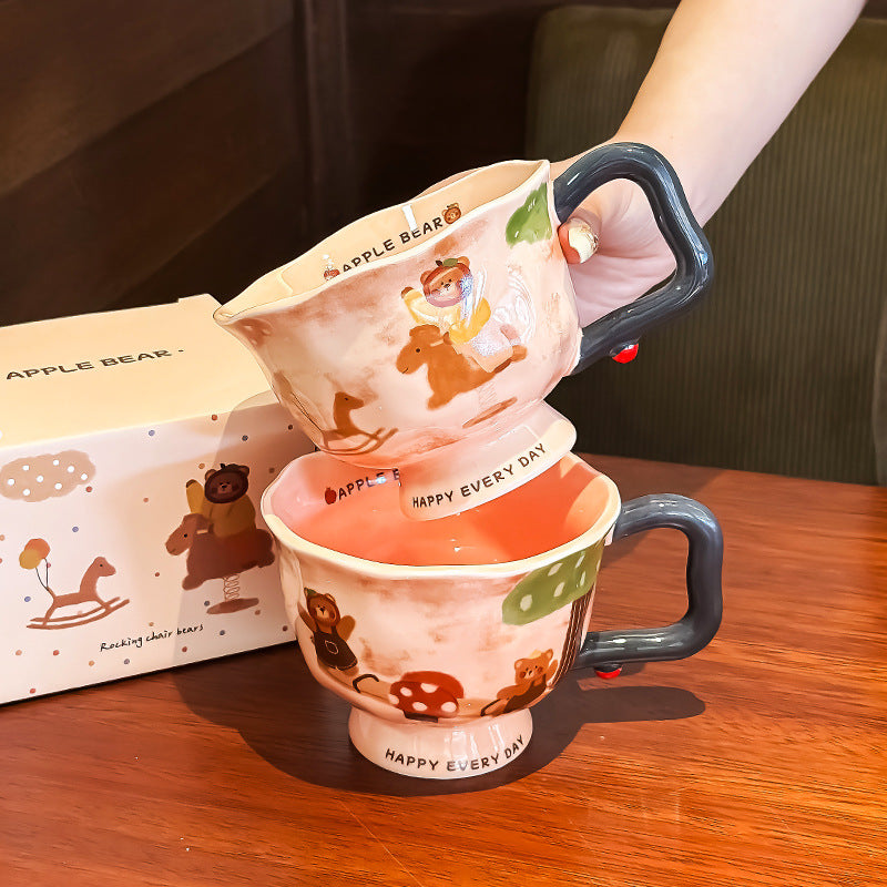 Apple Bear Playground Hand-Painted Ceramic Mug Collection