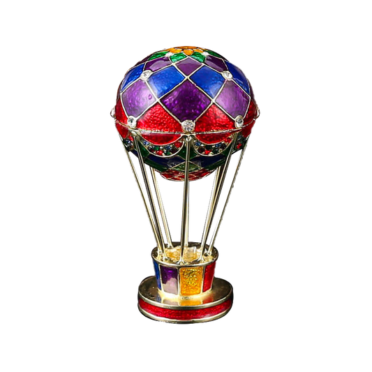 Vibrant Mosaic Hot Air Balloon Trinket Box