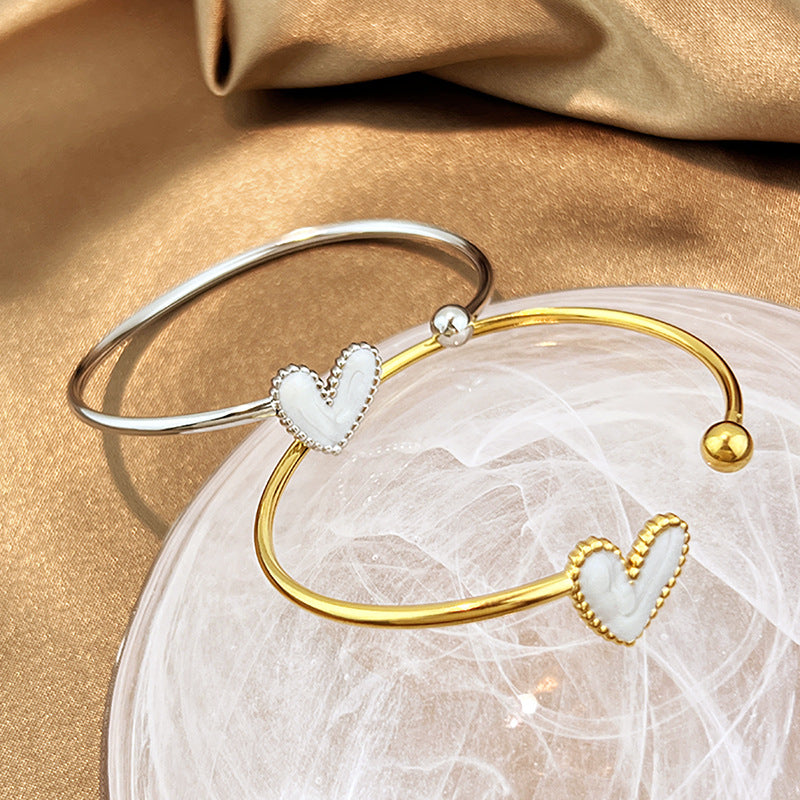 Amara Heart Enamel Open Bangle