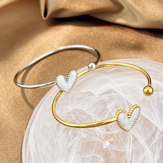 Amara Heart Enamel Open Bangle