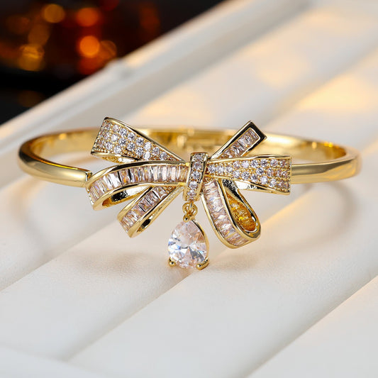Bow Teardrop Open Bangle