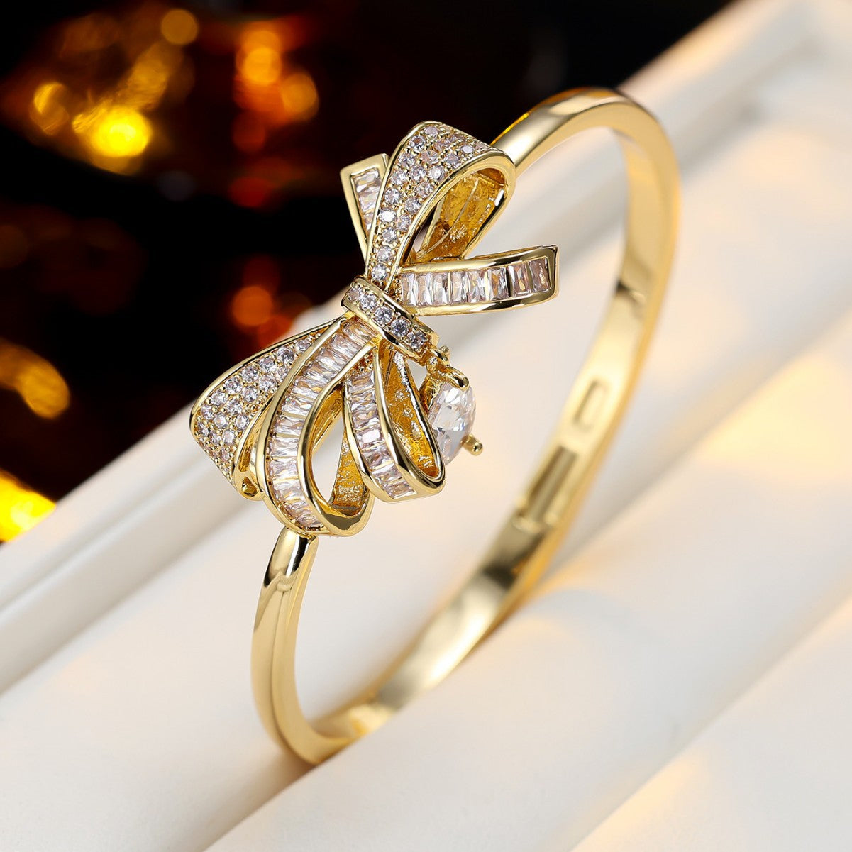 Bow Teardrop Open Bangle