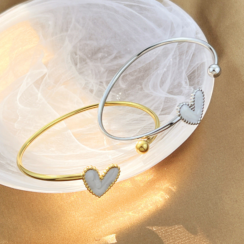 Amara Heart Enamel Open Bangle