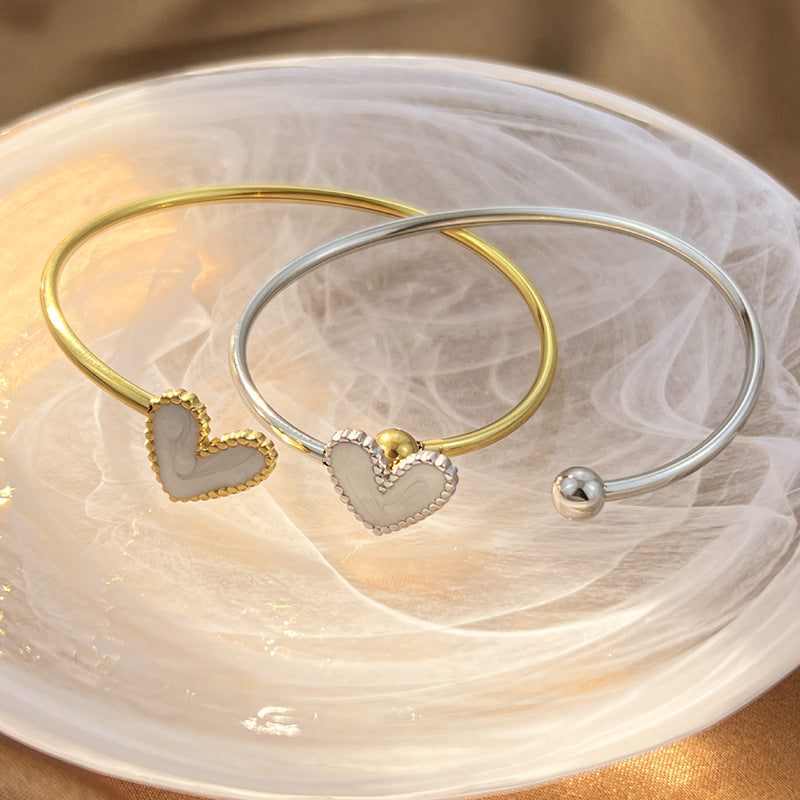 Amara Heart Enamel Open Bangle