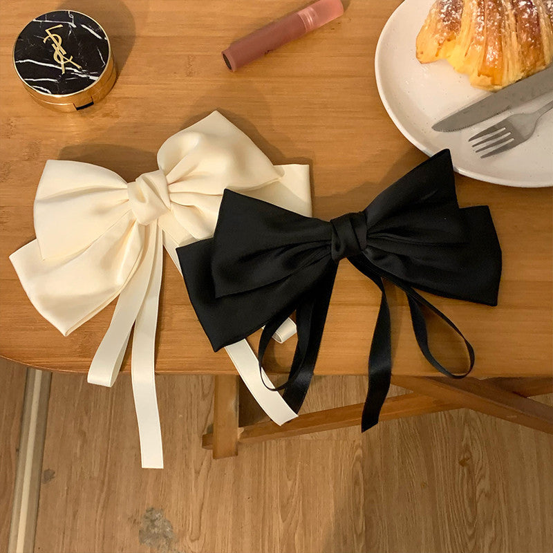 Satin Bow Streamer Barrette