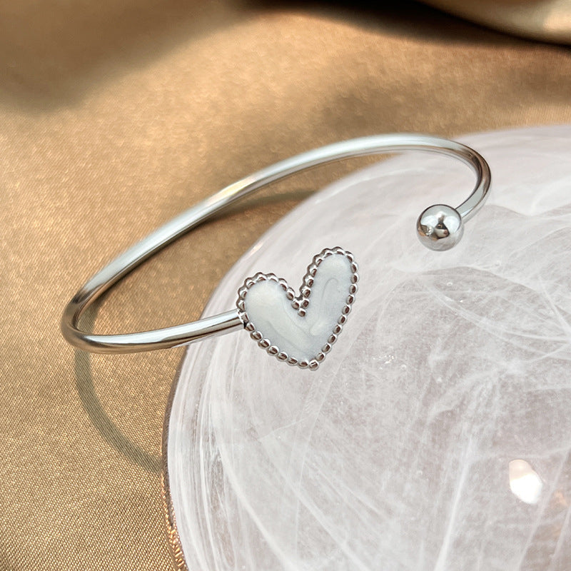 Amara Heart Enamel Open Bangle