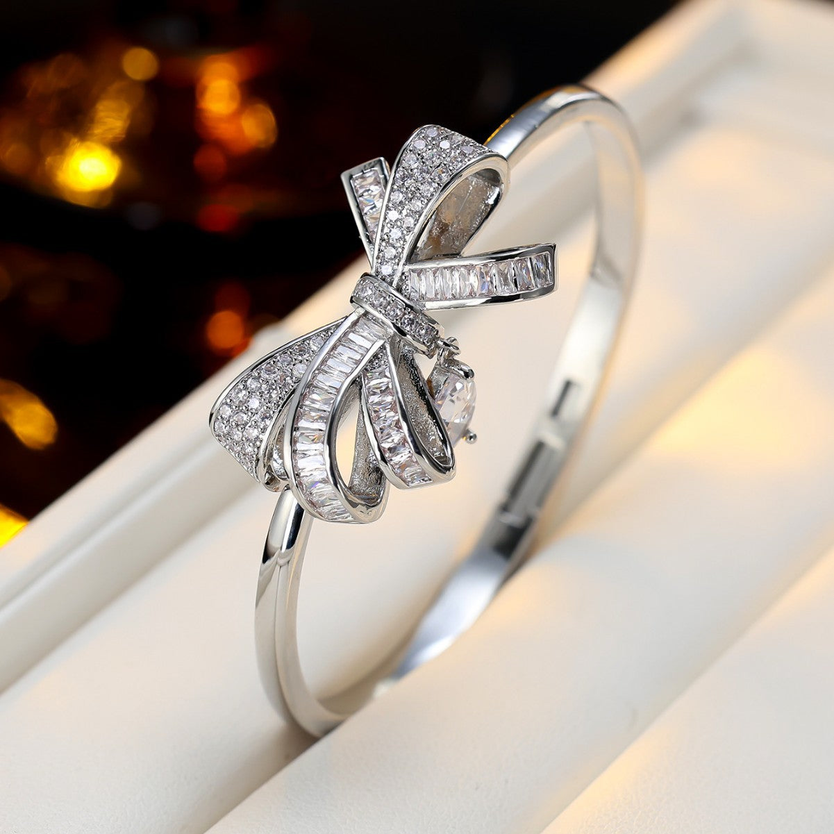 Bow Teardrop Open Bangle