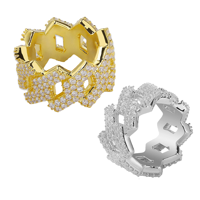 The Rhombus Cuban | Pave Zircon Statement Ring