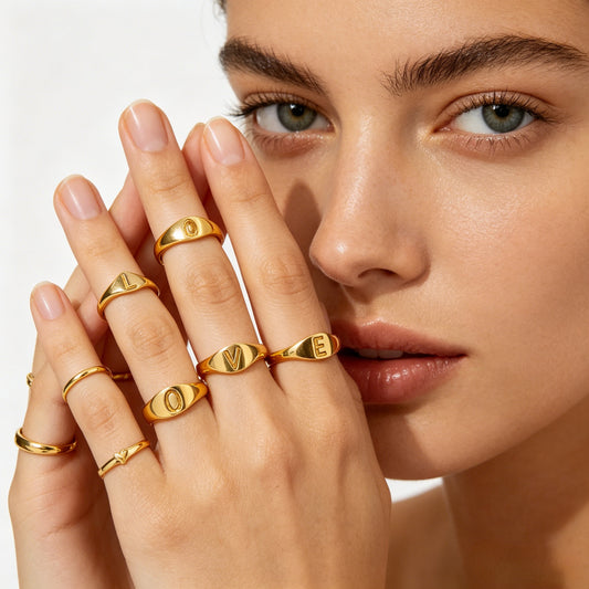 The Silent Lexicon | Sculpted Initial Stacking Ring