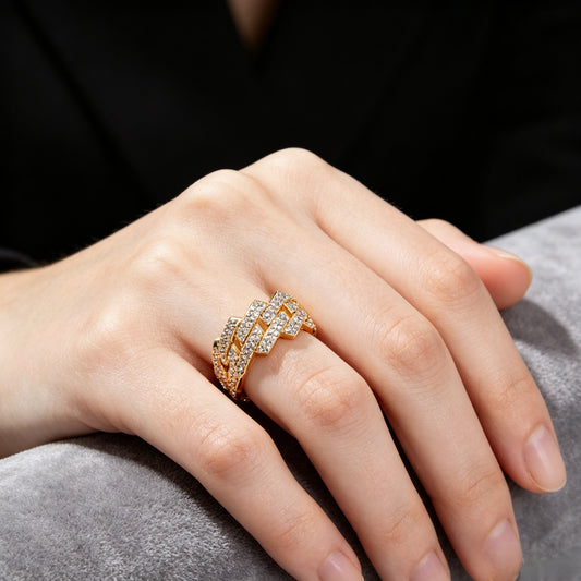 The Rhombus Cuban | Pave Zircon Statement Ring