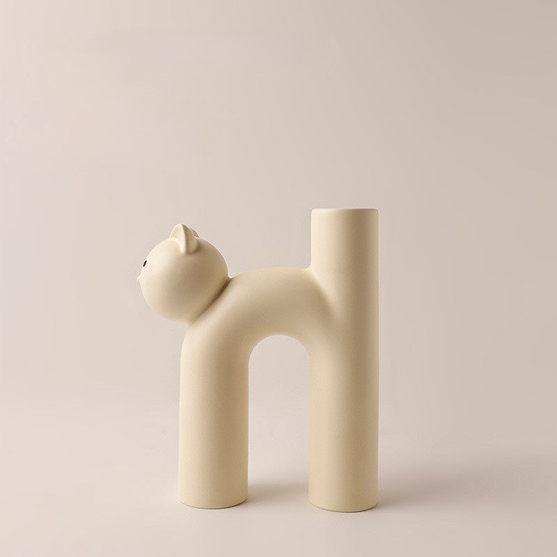 Momo Cat Shaped Matte Ceramic Vase Collection