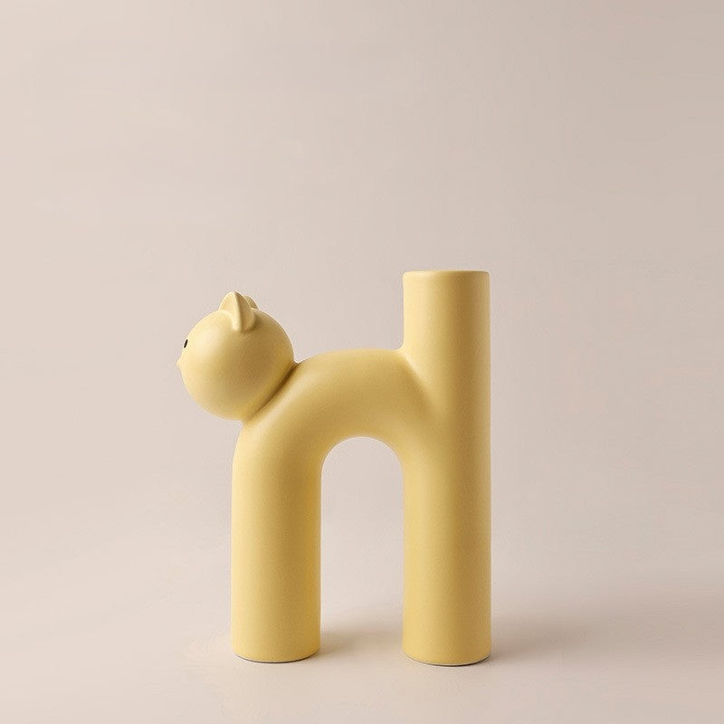 Momo Cat Shaped Matte Ceramic Vase Collection