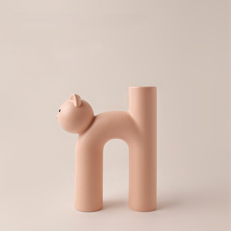 Momo Cat Shaped Matte Ceramic Vase Collection