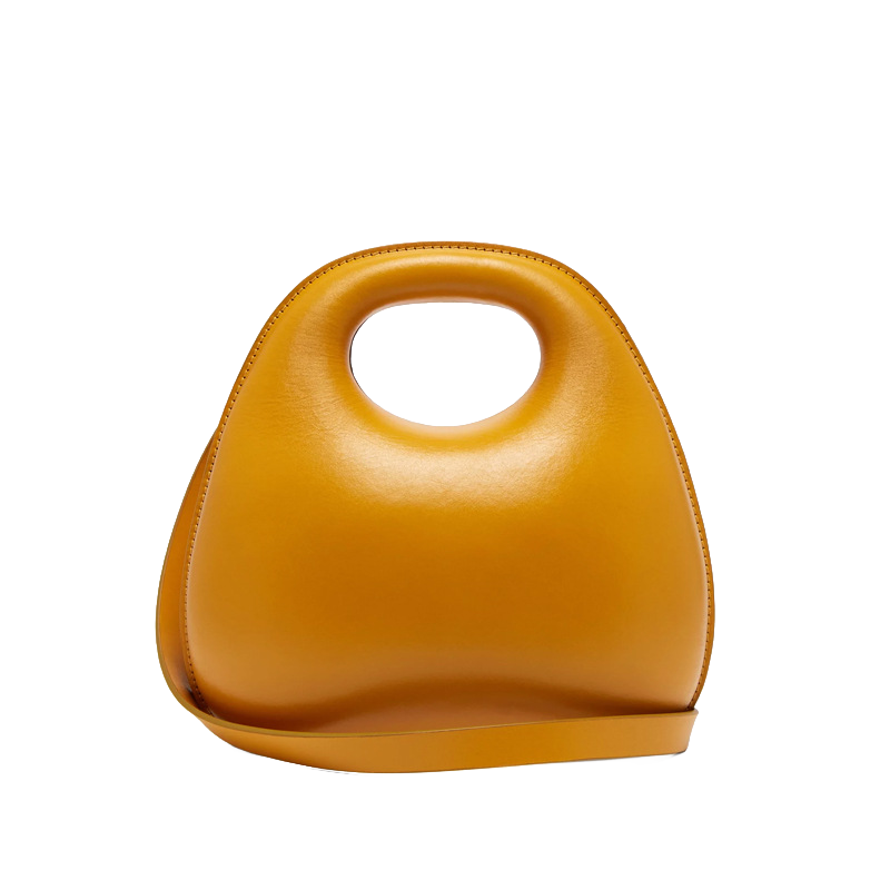 Pebble Ring-Handle Leather Bag