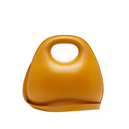 Pebble Ring-Handle Leather Bag