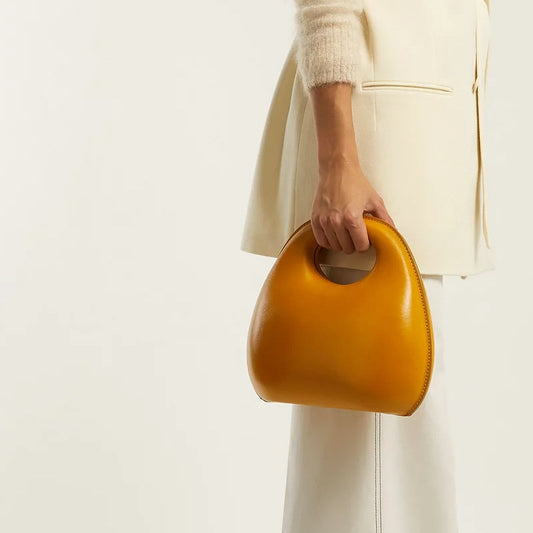 Pebble Ring-Handle Leather Bag