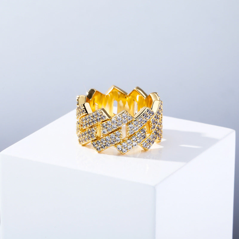 The Rhombus Cuban | Pave Zircon Statement Ring