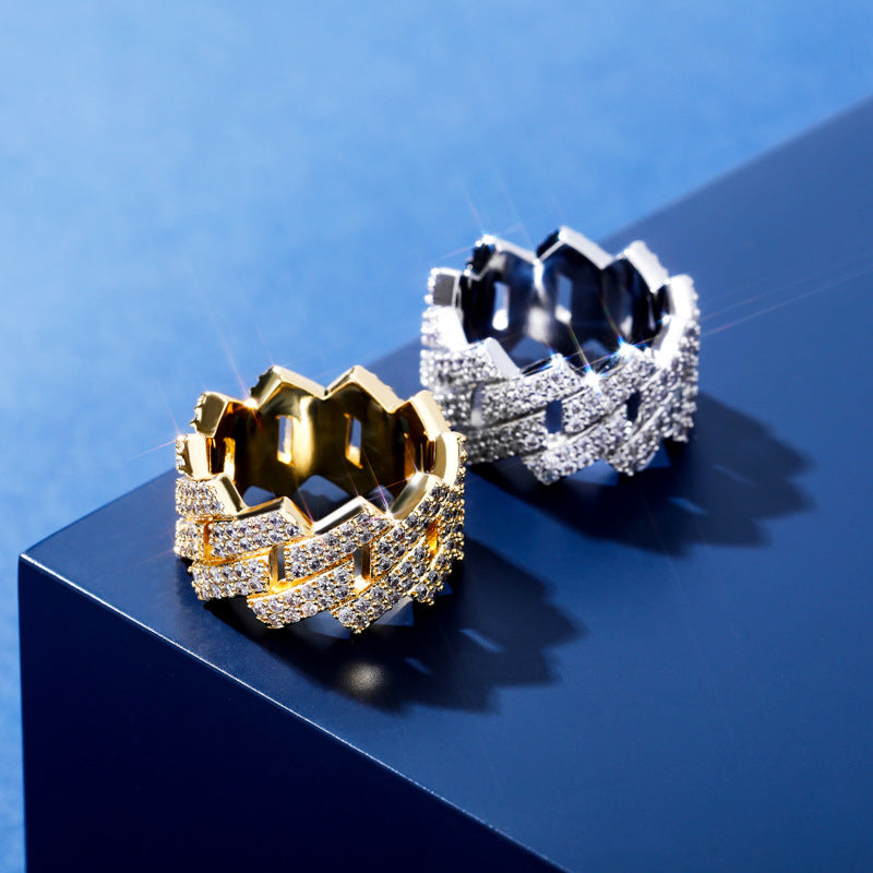 The Rhombus Cuban | Pave Zircon Statement Ring