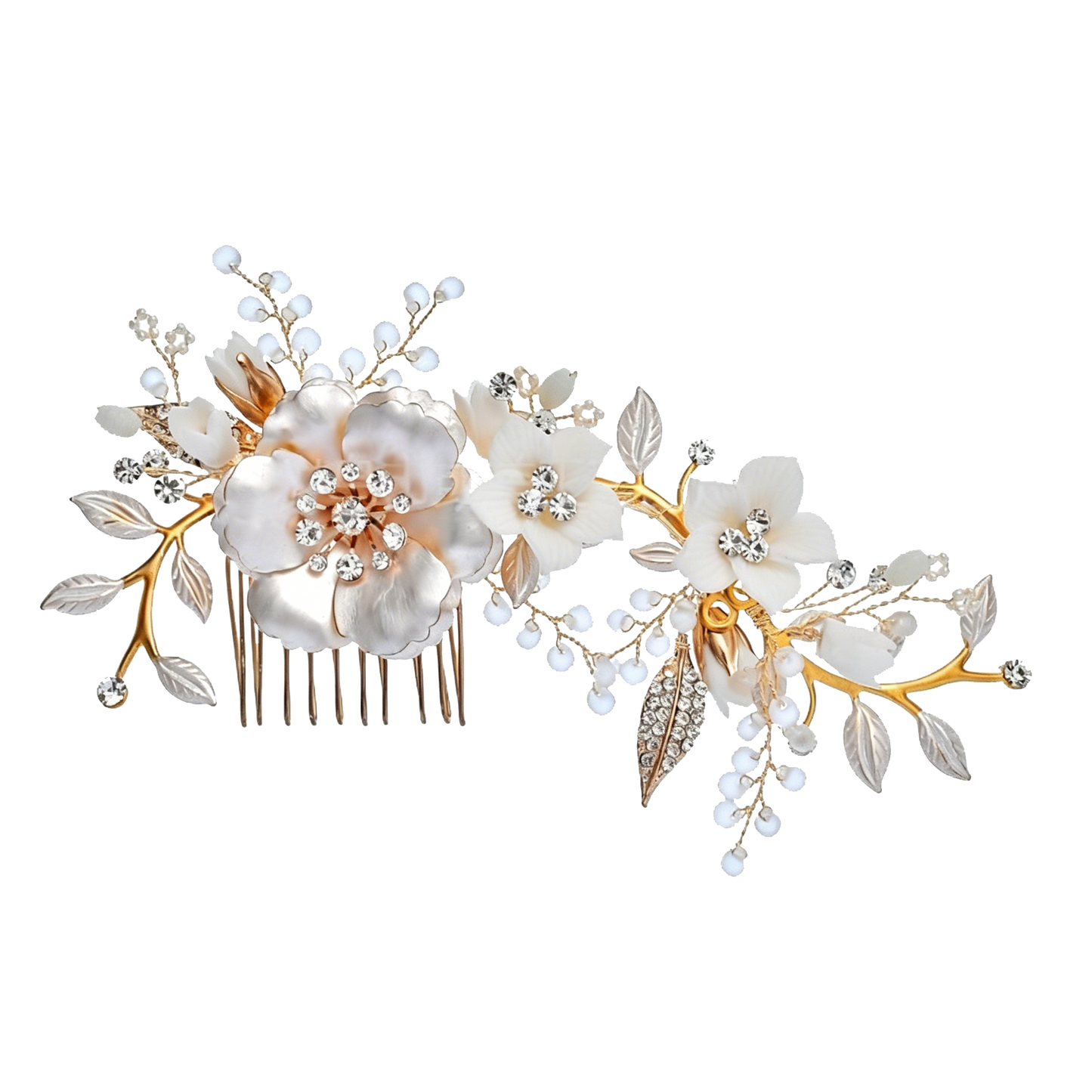 The Ethereal Bloom | Gilded Crystal Bridal Hair Pin Collection