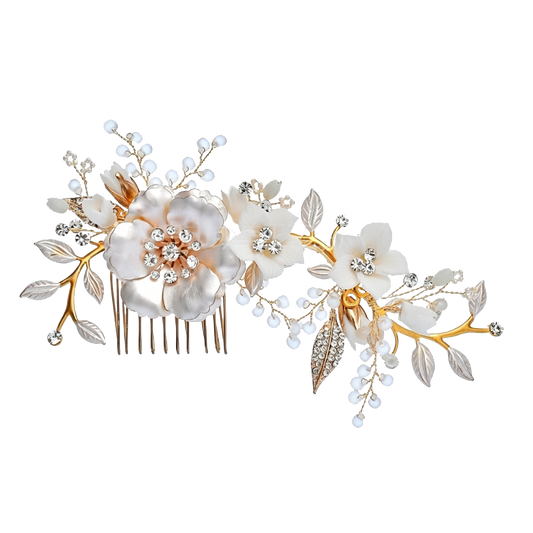 The Ethereal Bloom | Gilded Crystal Bridal Hair Pin Collection