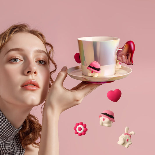 Cupid Bunny Magnetic Accent Mug & Saucer Set