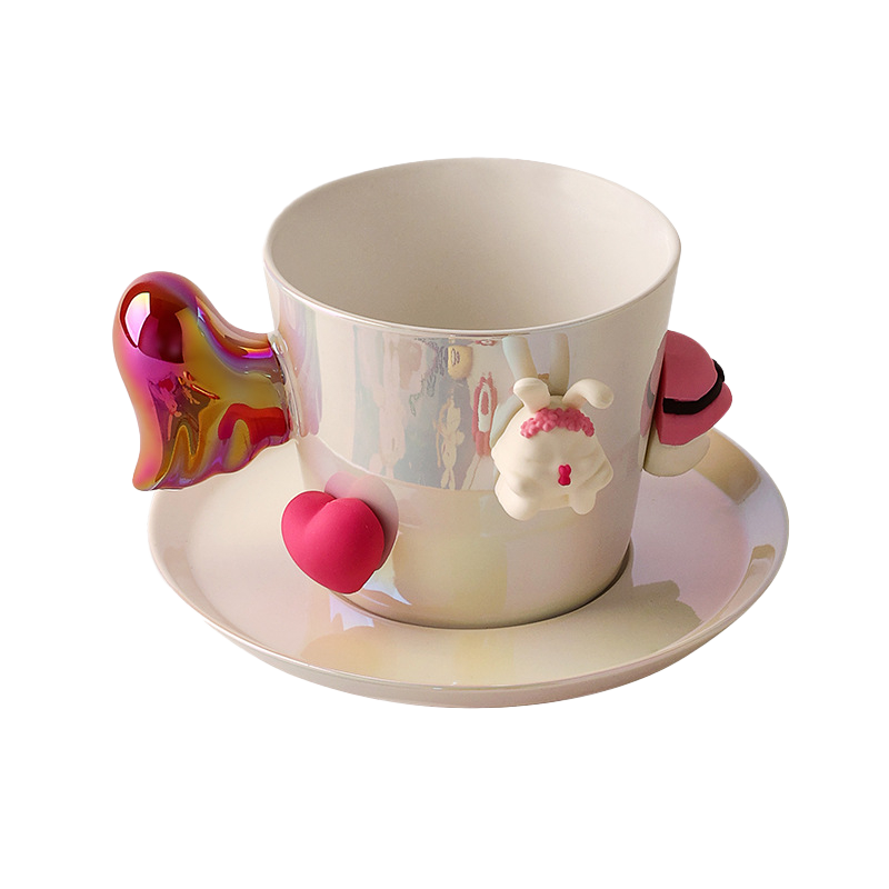 Cupid Bunny Magnetic Accent Mug & Saucer Set
