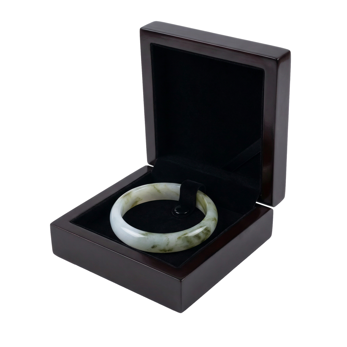 The Ink-Wash Vista | Moss-in-Snow Jade Bangle