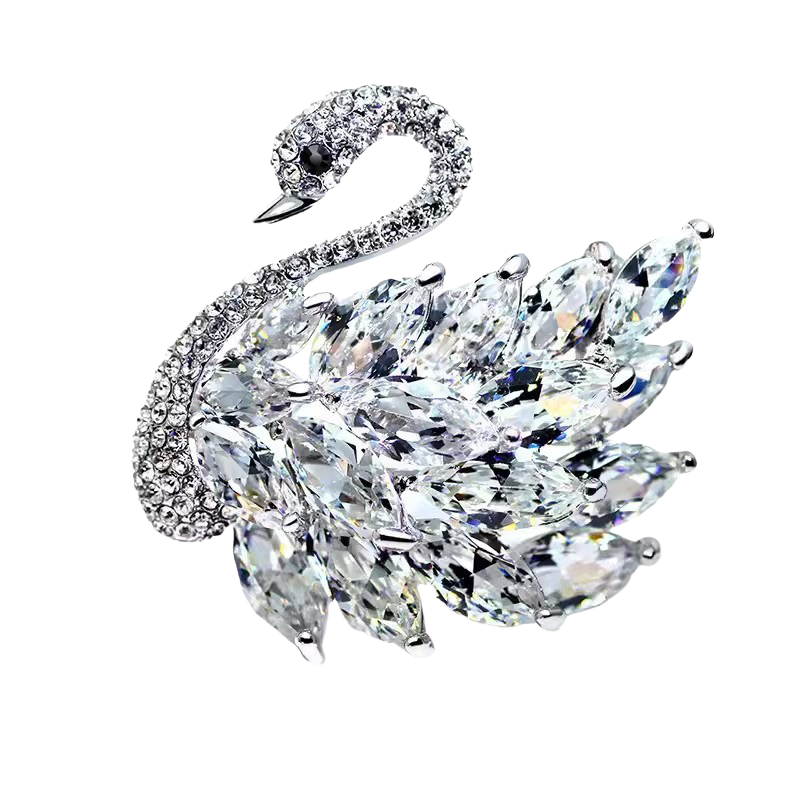 Luxury Inlaid Crystal Swan Brooch