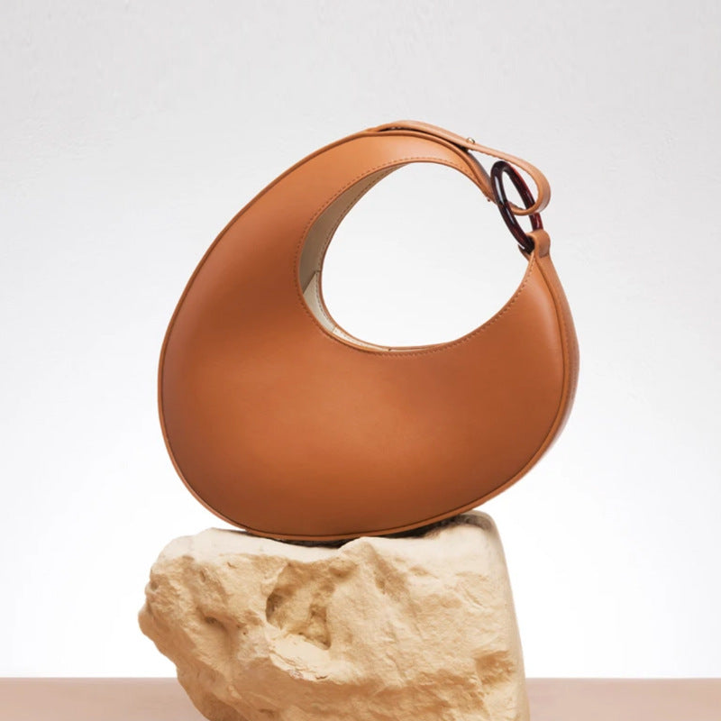 Oval Leather Shoulder Bag