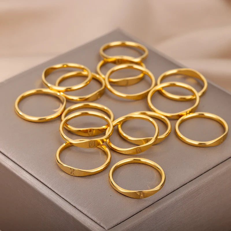 The Silent Lexicon | Sculpted Initial Stacking Ring