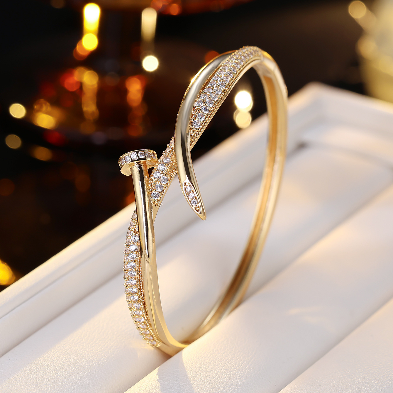 The Modern Twist | Pave Nail Bangle