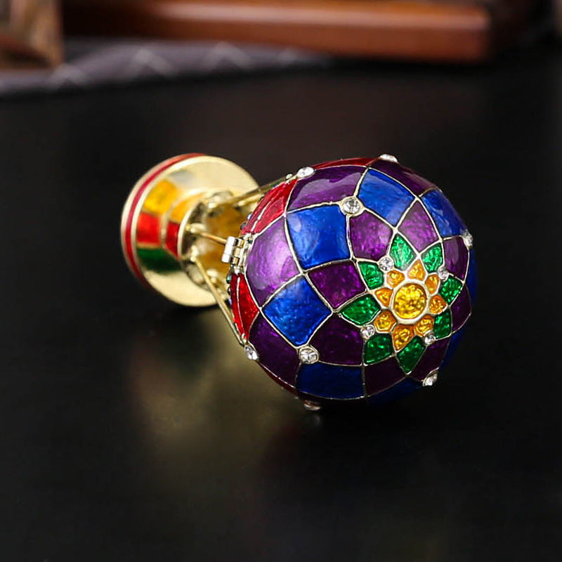 Vibrant Mosaic Hot Air Balloon Trinket Box