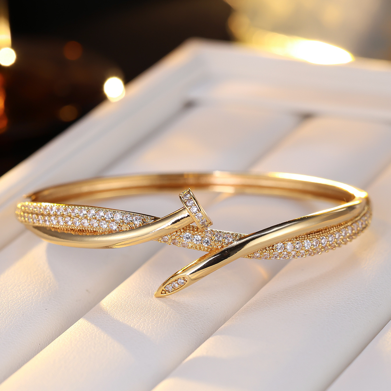 The Modern Twist | Pave Nail Bangle