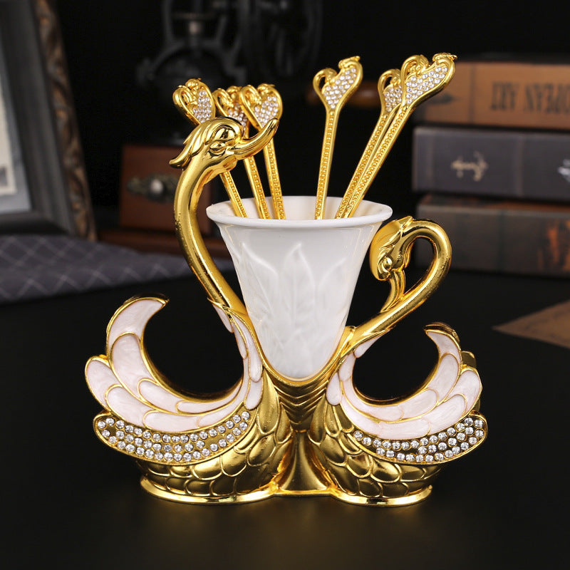 Regal Swan Dessert Utensil Caddy Set