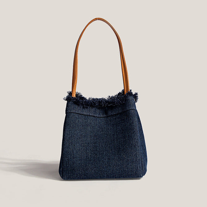 Frayed Denim Open Bag