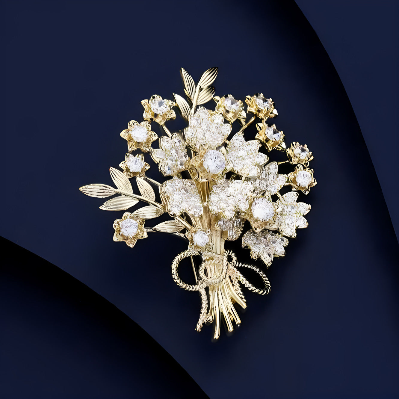 The Crystal Posy | Regal Gold Brooch