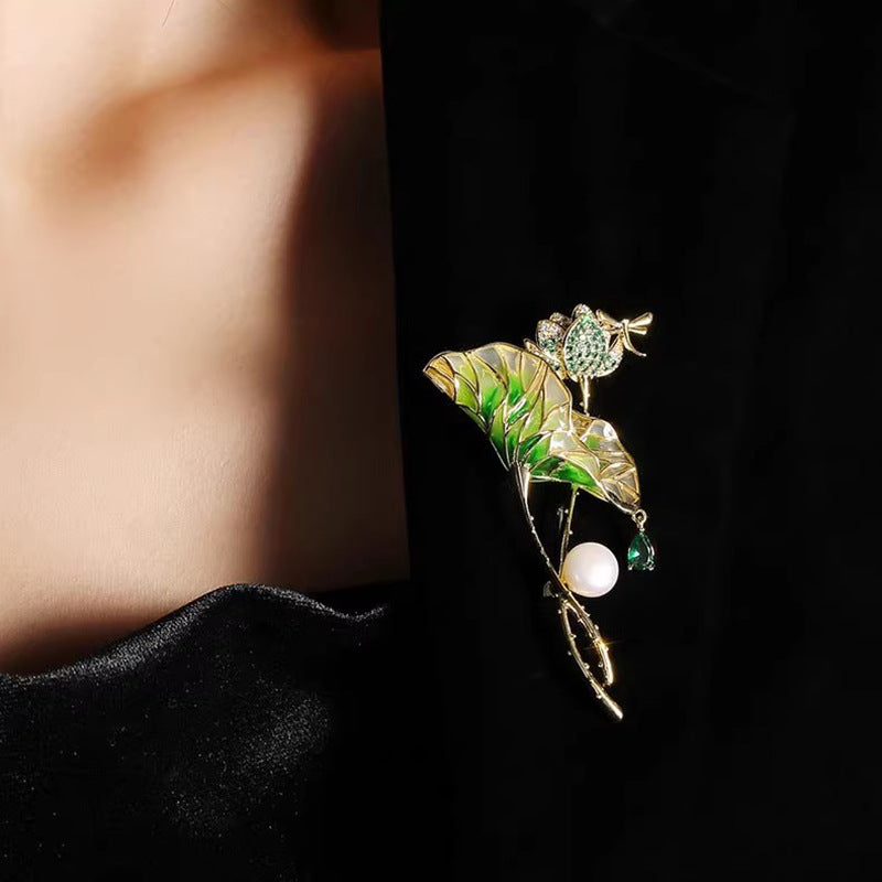 The Enamel Lotus | Chinese Artistry Brooch